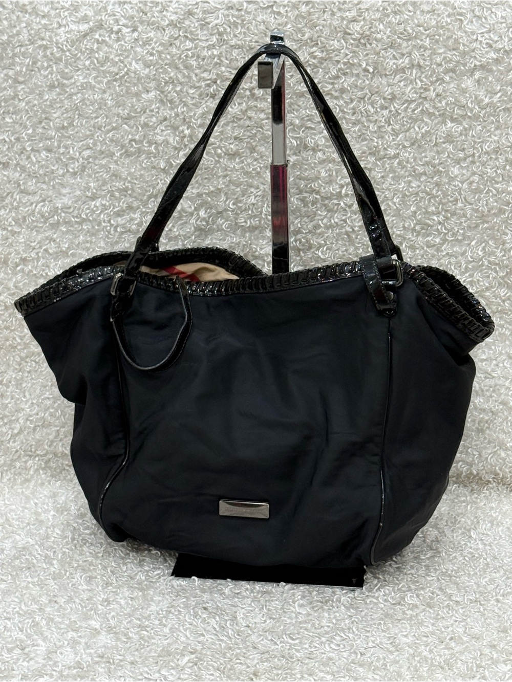 Burberry Nylon Buckleigh Packable Black Tote Bag